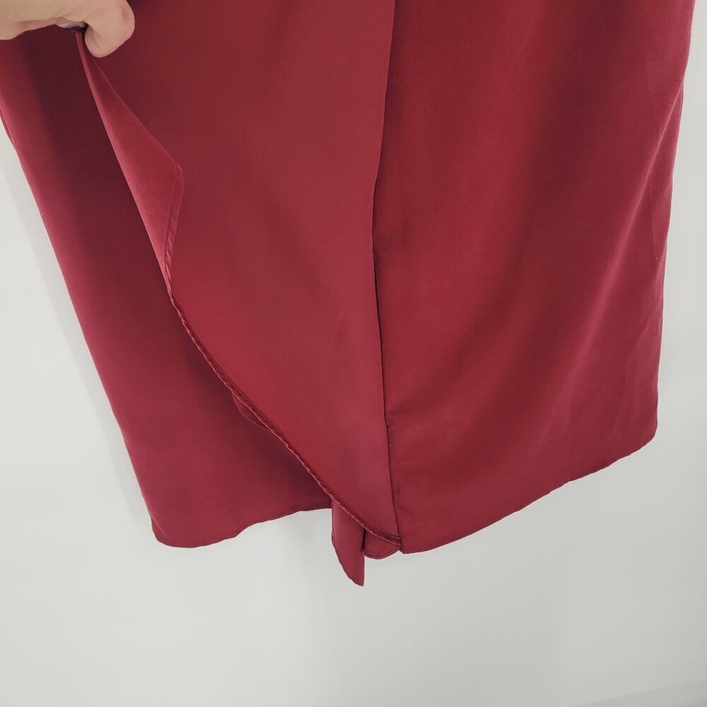 Lulus womens small Dear friend satin Drape front shift minidress wine maroon - Picture 4 of 10